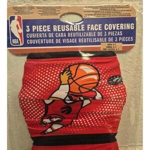 NBA Toronto Raptors 3 Piece Reusable Face Covering Set for Kids 4-7
